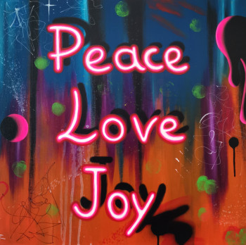 Œuvre contemporaine nommée « Peace Love Joy », Réalisée par IRINA HUNNINEN