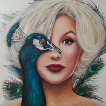 Œuvre contemporaine nommée « The blonde and the peacock », Réalisée par ESTELLE BARBET