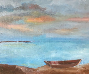 Œuvre contemporaine nommée « Barque au bord de la mer », Réalisée par PANAGIOTIS AVERBACH