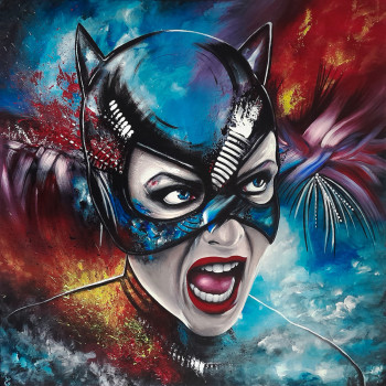 Œuvre contemporaine nommée « Meowing Catwoman », Réalisée par ESTELLE BARBET