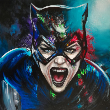 Œuvre contemporaine nommée « Angry Catwoman », Réalisée par ESTELLE BARBET