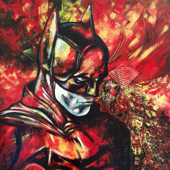 Œuvre contemporaine nommée « Batman on fire », Réalisée par ESTELLE BARBET