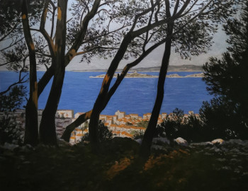 Œuvre contemporaine nommée « Vue sur l'île du Frioul », Réalisée par JC COUTANT