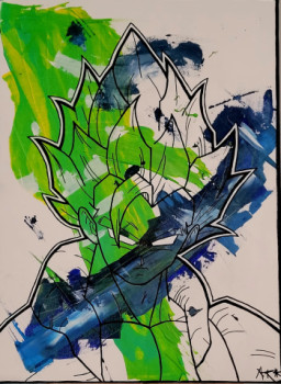 Œuvre contemporaine nommée « DBZ Gogeta Vert », Réalisée par AR.PAINT