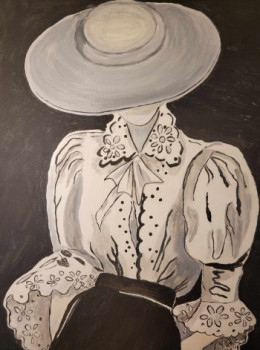 Œuvre contemporaine nommée « Femme au chapeau », Réalisée par ANNE LEFèVRE RéMY