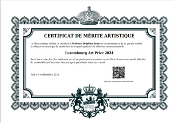 Certificat de mérite artistique Sur le site d’ARTactif