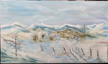 Œuvre contemporaine nommée « Village sous la neige », Réalisée par MICHEL CROZE