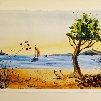 Œuvre contemporaine nommée « paysages divers aquarelles », Réalisée par BARDE