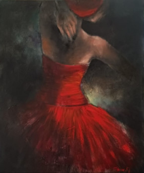 Œuvre contemporaine nommée « La danseuse en rouge #2 », Réalisée par FLORE.M