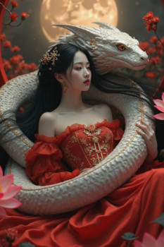 Œuvre contemporaine nommée « Princess and the snake », Réalisée par VERONIQUE AVRIL