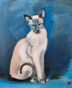 Œuvre contemporaine nommée « Chat aux yeux bleus », Réalisée par VALERY