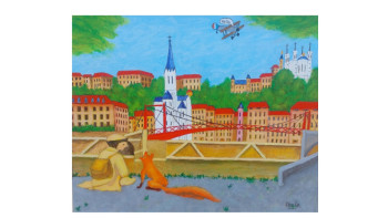 Œuvre contemporaine nommée « Le Petit Prince visite Lyon », Réalisée par COMBEMICHEL