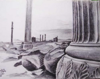 Œuvre contemporaine nommée « Les ruines de Persepolis 1 », Réalisée par MAHTAB