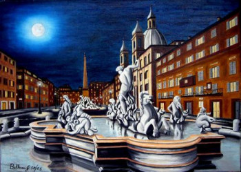 Œuvre contemporaine nommée « Piazza Navona 50-2005 », Réalisée par GBELLUCCI