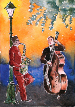 Œuvre contemporaine nommée « Jazz New Orléans : Clarinette et Basse », Réalisée par ROGER J.