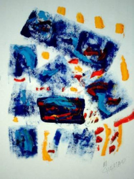 Œuvre contemporaine nommée « bleu 143 », Réalisée par CHEMAO