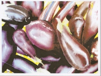 Œuvre contemporaine nommée « aubergines 1 », Réalisée par JEAN-MARC MISIASZEK