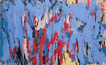 Œuvre contemporaine nommée « bleu et rouge », Réalisée par BERTRAND NAMUR