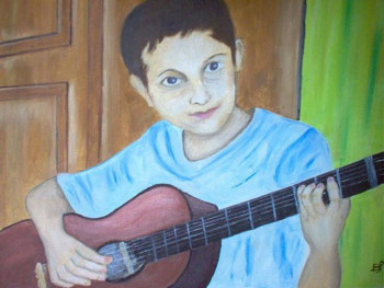 Œuvre contemporaine nommée « enfant à la guitard », Réalisée par BERNI