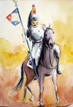 Œuvre contemporaine nommée « Etendard de cuirassiers », Réalisée par MICHèLE FAURE