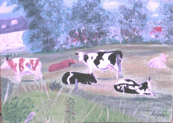 Œuvre contemporaine nommée « Les Vaches », Réalisée par LUIGINA