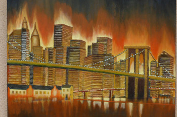 Œuvre contemporaine nommée « New-York, pont de Brooklin », Réalisée par COMBEMICHEL