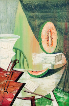 Œuvre contemporaine nommée « Still fife with violine and melon », Réalisée par EFS