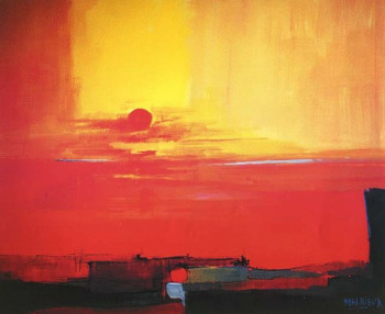 Œuvre contemporaine nommée « Le soleil rouge », Réalisée par PIERRE MALRIEUX