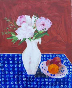 Œuvre contemporaine nommée « Nature morte aux pivoines 2 », Réalisée par BONNEAU-MARRON