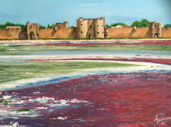 Œuvre contemporaine nommée « Aigues Mortes et ses salins », Réalisée par ANNE AMOUROUX