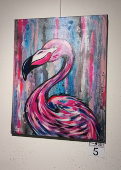 Œuvre contemporaine nommée « Animal - flamant rose - street art », Réalisée par CéDRIC CRéA